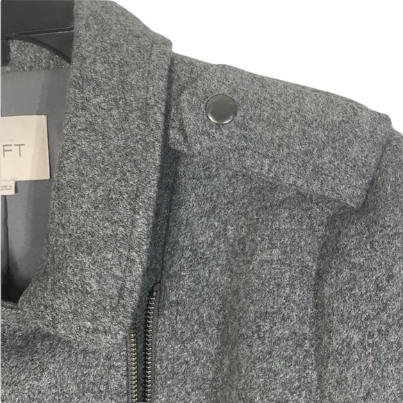 🌸2/$25 LOFT Grey Flannel Bomber Jacket lined snap closure front zipper EUC - Picture 5 of 9